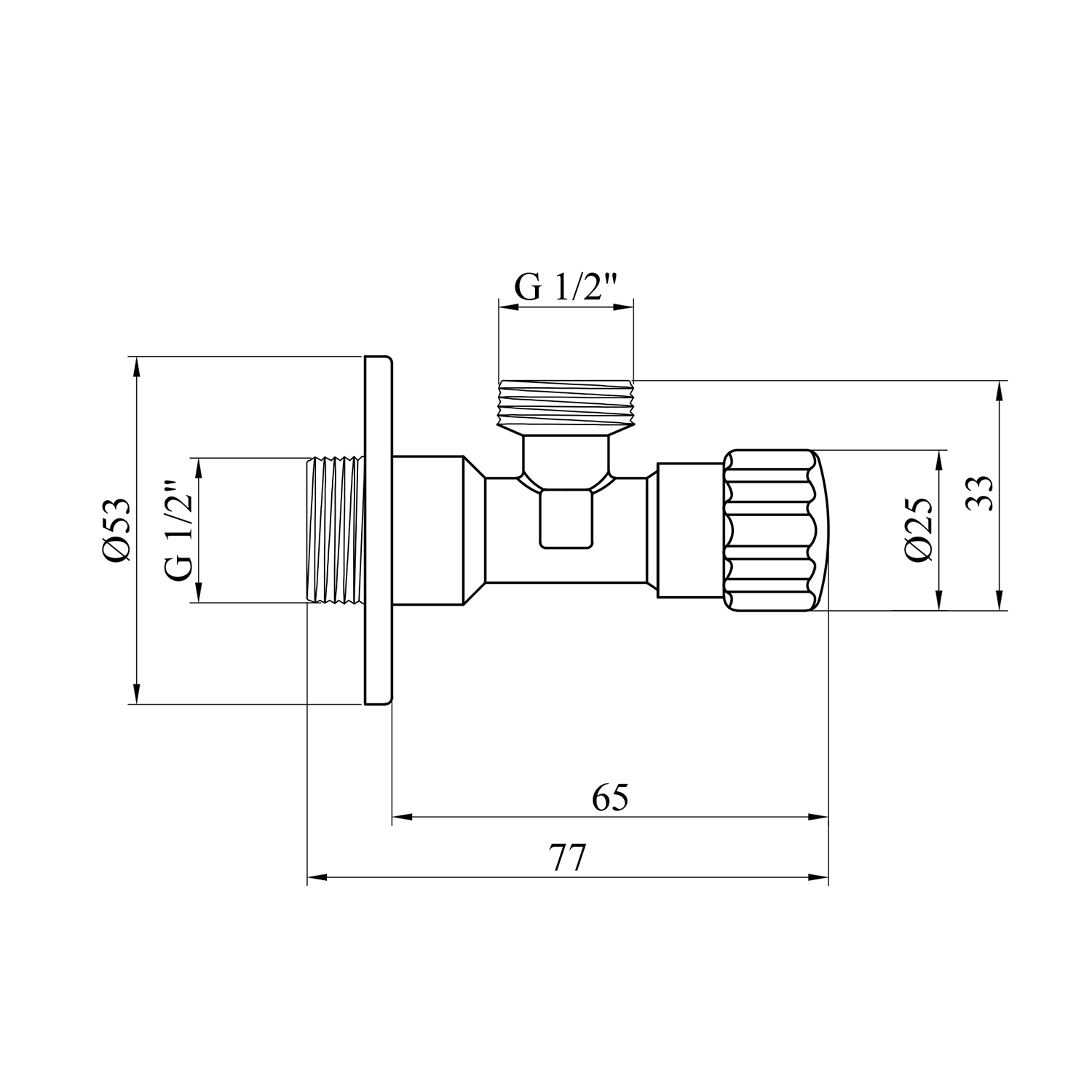 Кран приладовий для підключення Karro 1/2"х1/2" ЗЗ хромований KR-3020