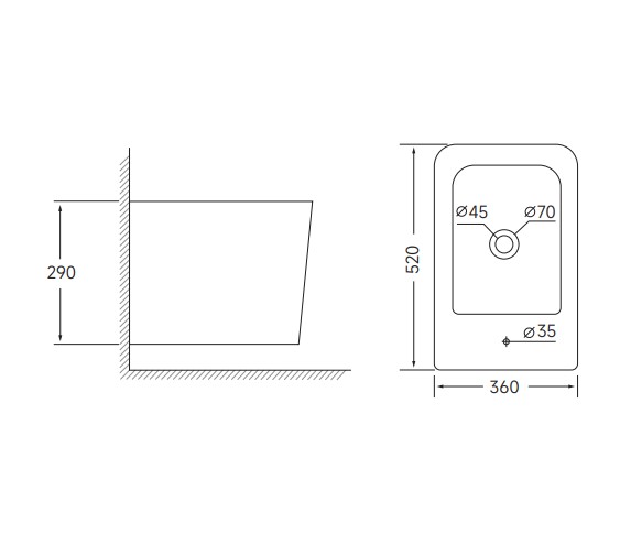 Біде підвісне MIXXUS QUADRO-0502 520х360х290mm (MI6713)