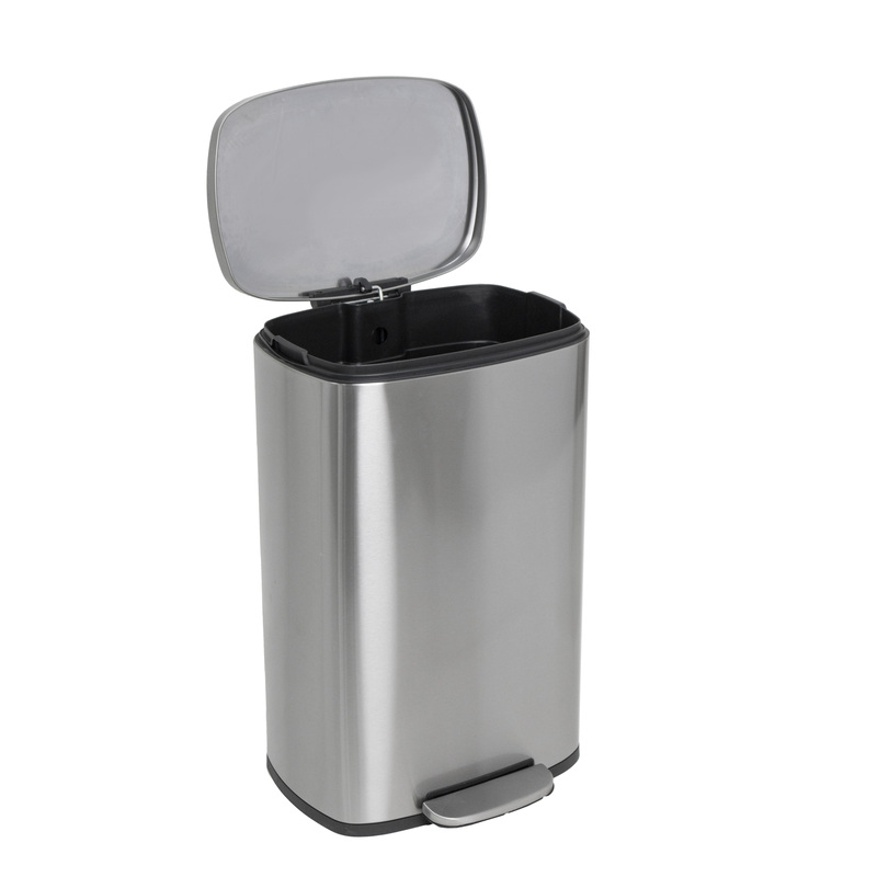 Відро для сміття з плавним закриттям прямокутне MIXXUS BEVEL-TC0112 SS COLOR 12л (колір нержавійка) (MI7087)