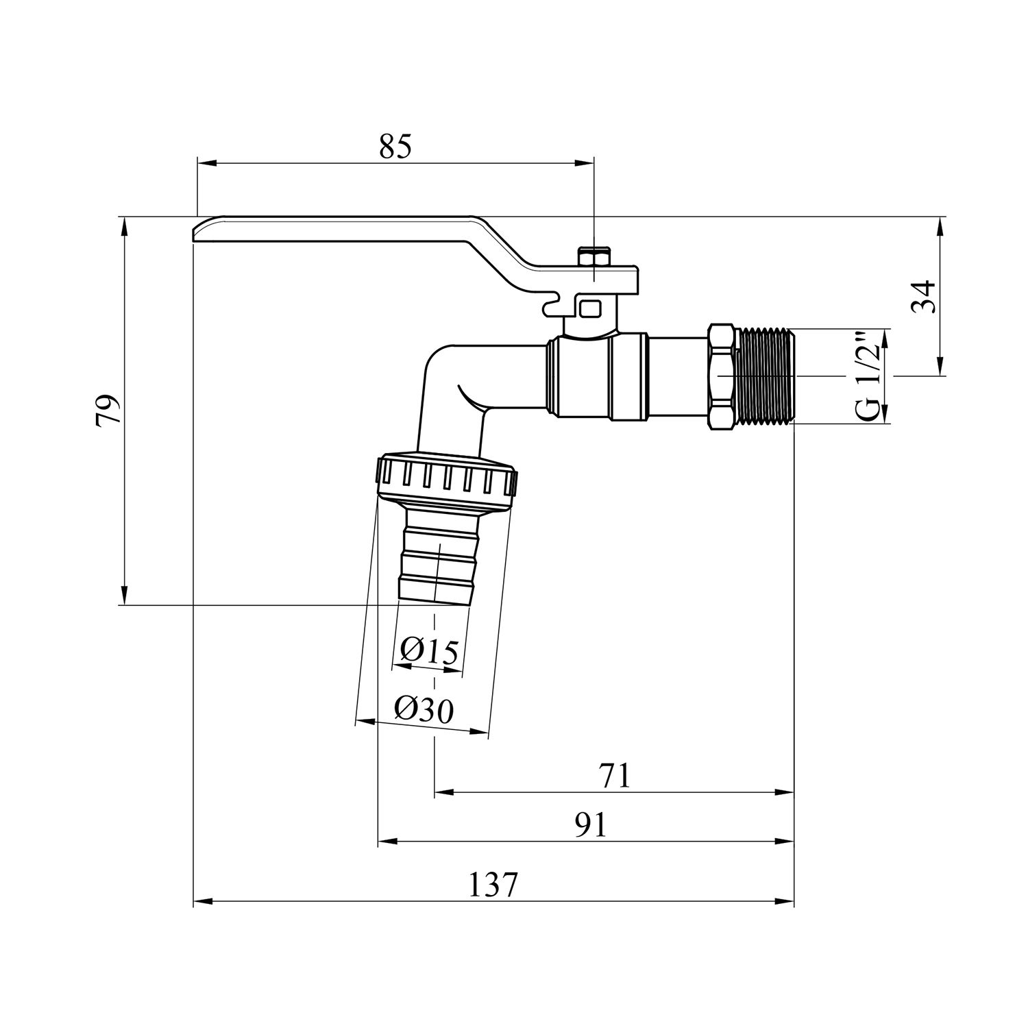 Кран для поливу Karro 1/2" PN40 KR-2001 нікельований