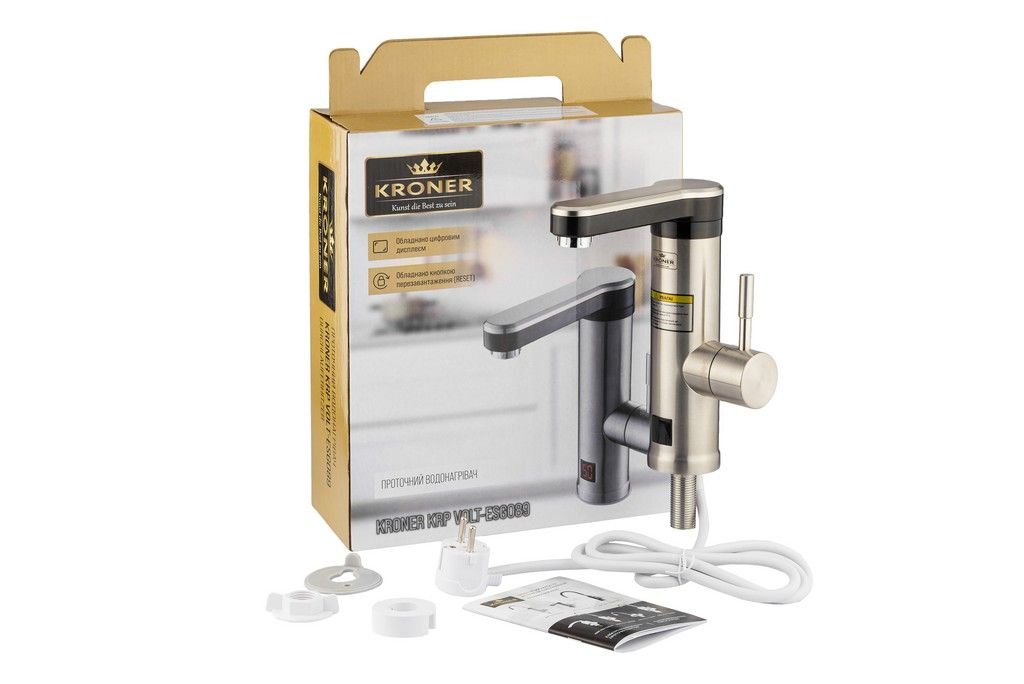 Проточний водонагрівач Kroner KRP Volt - ESG089 з дисплеєм