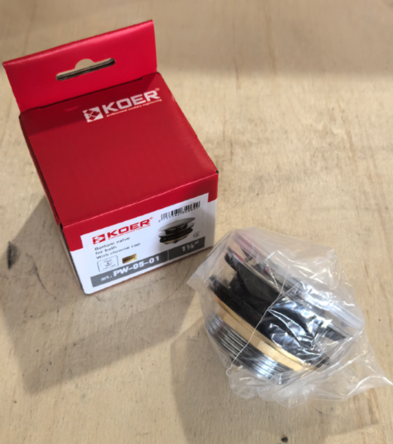 Донний клапан для ванни KOER PW-05-01 автоматичний (Click-Clack) (Колір хром) 1 1/2'' (KR3406)