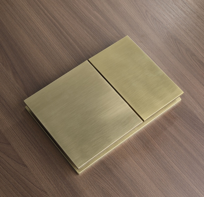 Панель змиву KOER KT-0610-12 240x160x32mm пластикова, кнопка квадратна (колір матове золото) (KR6137)