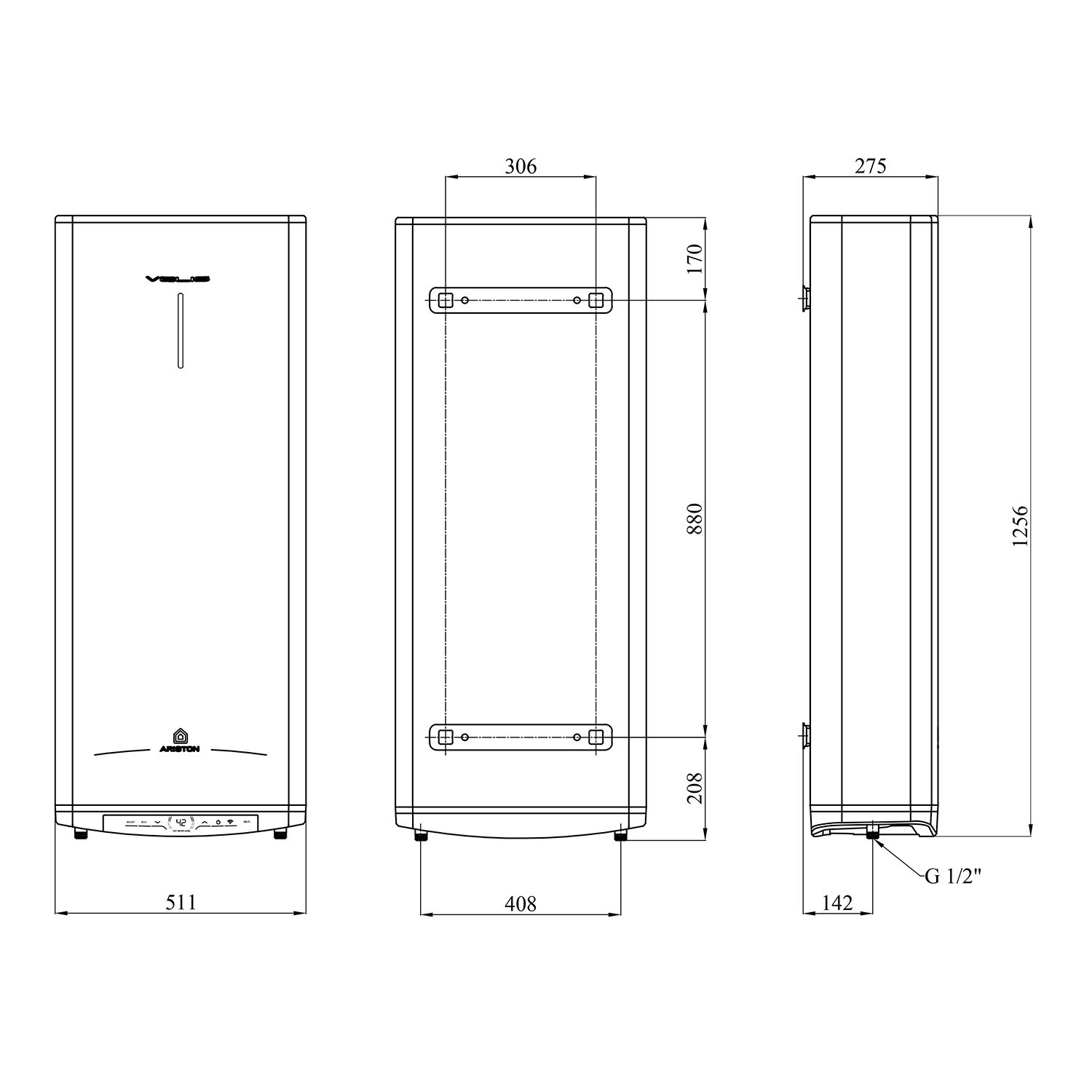 Водонагрівач Ariston Velis 100 EU з сухим ТЕНом 3626137