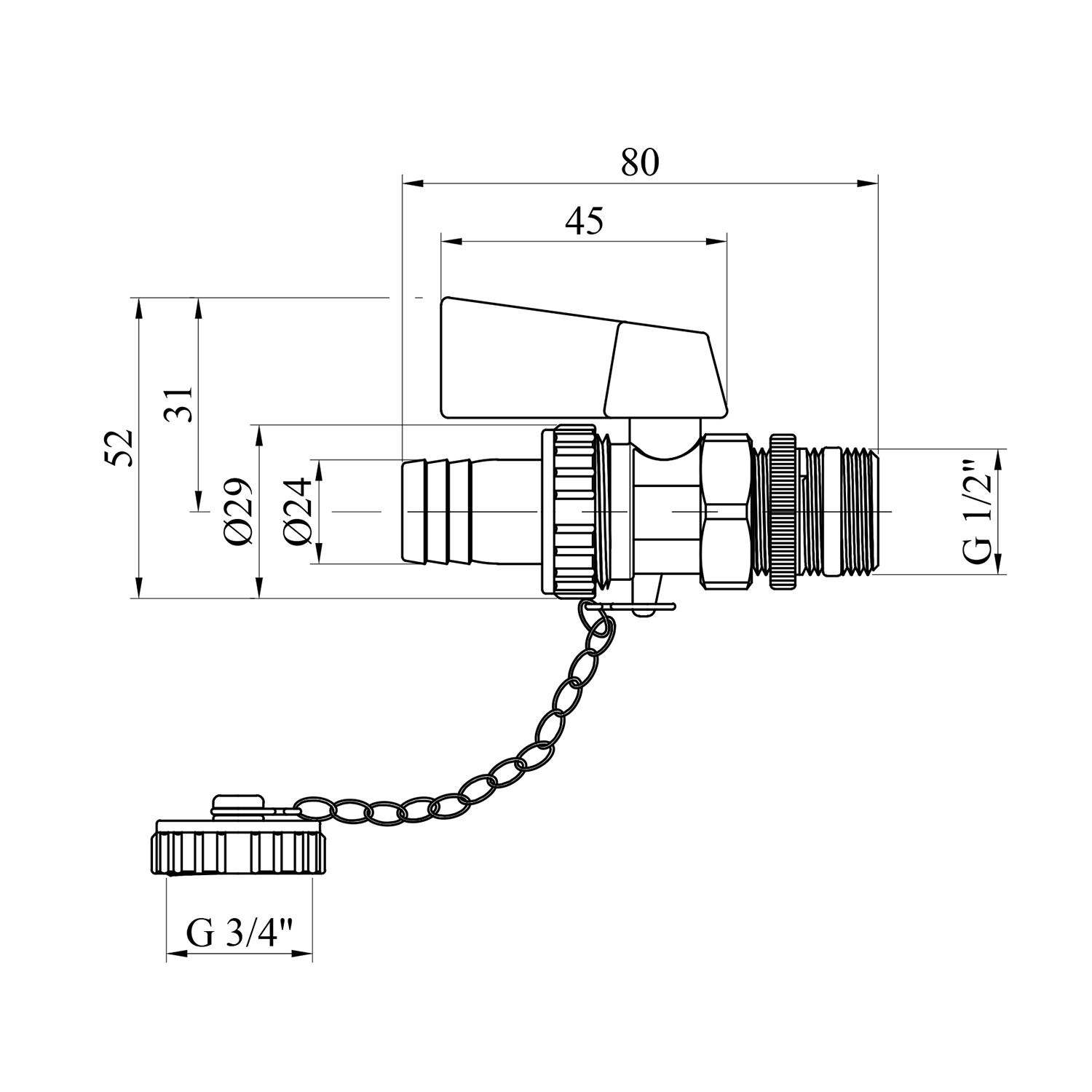 Зливний кран Karro "Super" 1/2" РЗ KR-1074 нікельований