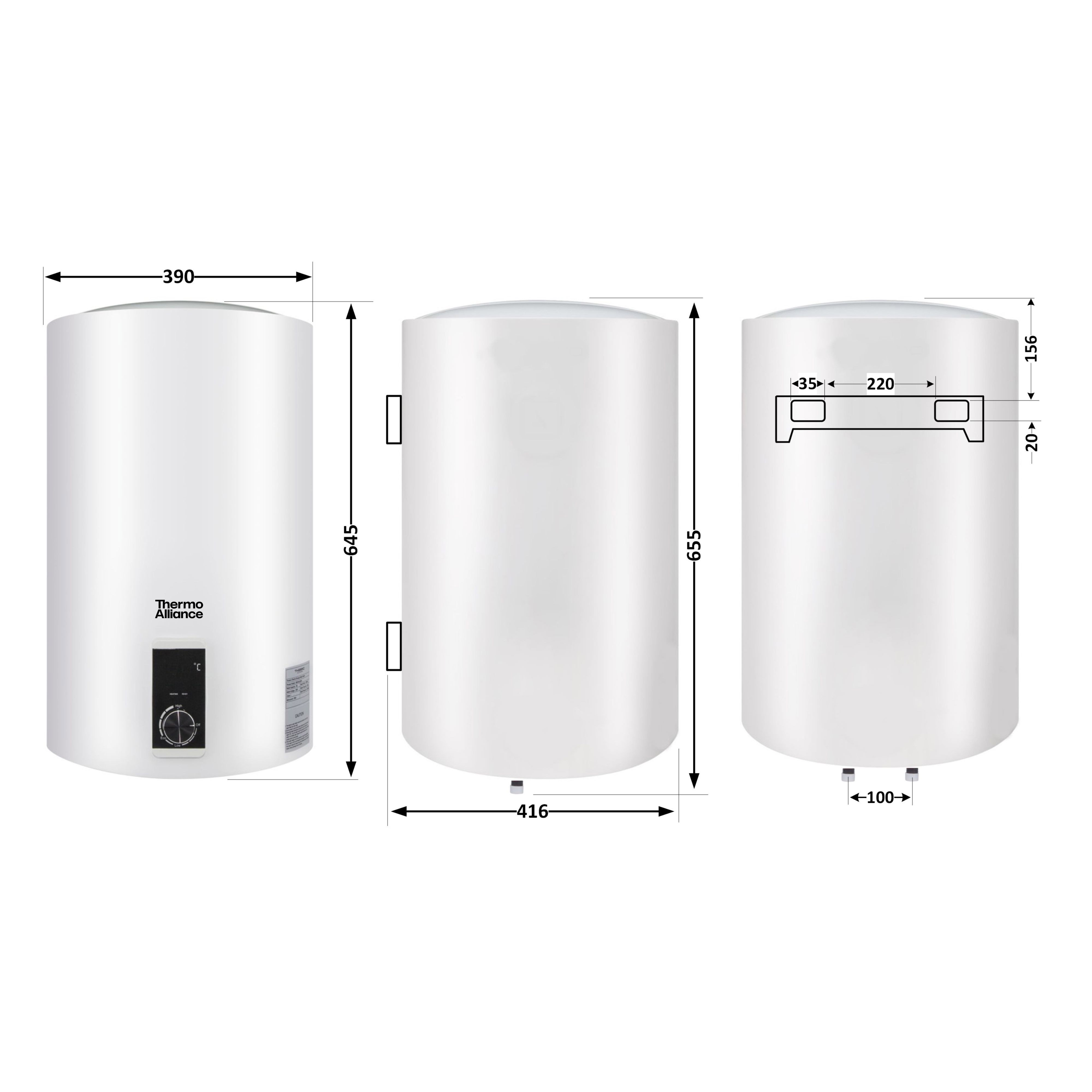 Водонагрівач електричний Thermo Alliance 50 л вертикальний, сухий ТЕН 2,0 кВт D50V20J2(D)K