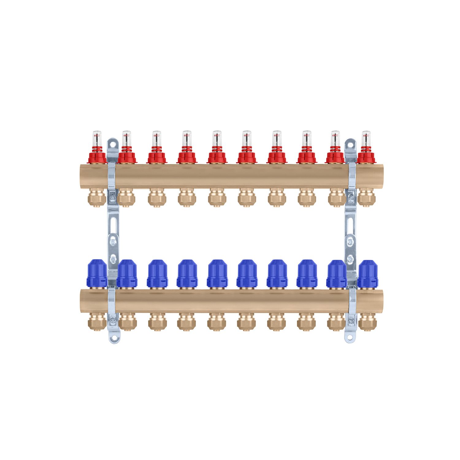 Колектор в зборі STA на 10 виходів 1"х3/4" з євроконусами, латунний
