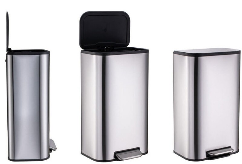 Відро для сміття з плавним закриттям прямокутне MIXXUS BEVEL-TC0112 SS COLOR 12л (колір нержавійка) (MI7087)