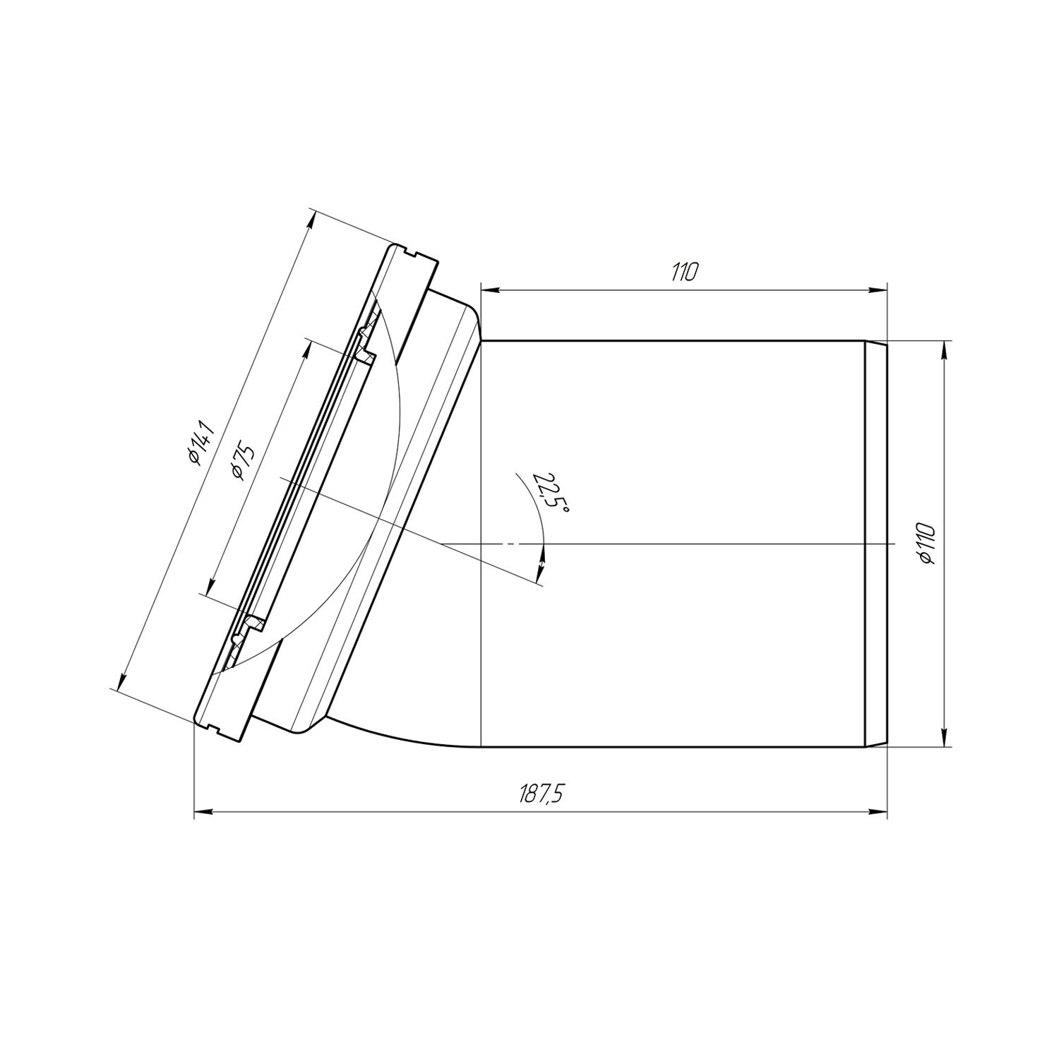 Фанова труба для унітаза ANIplast з випуском 110х22° W2220EU