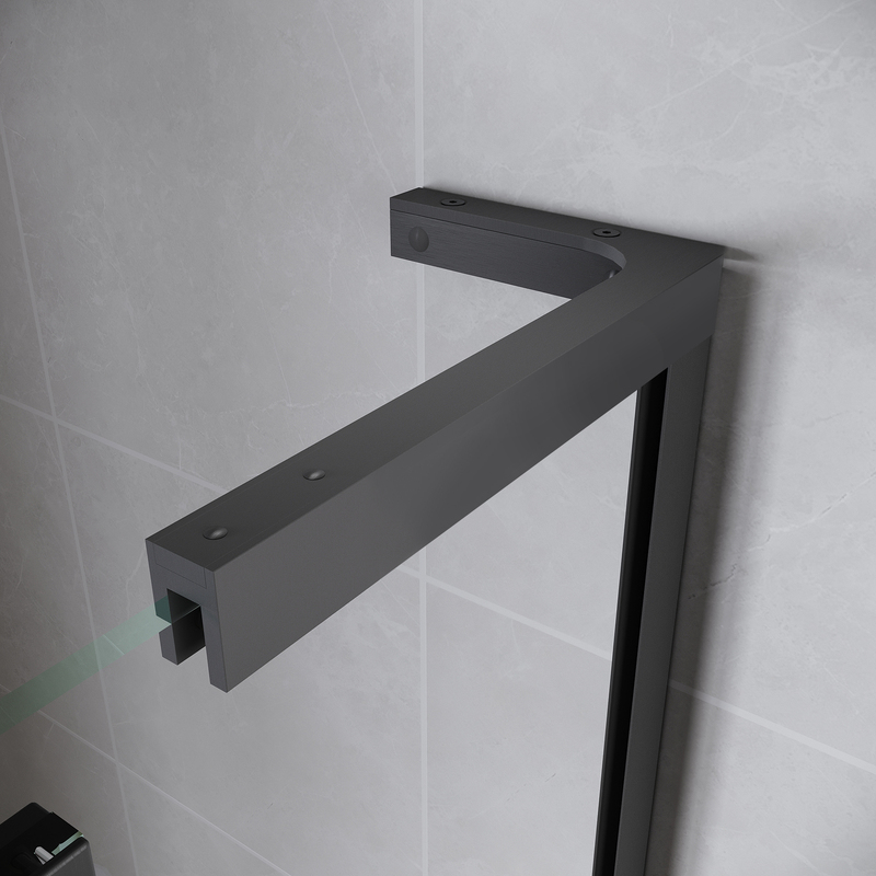 Двері у нішу Walk-In розсувні KOER SR SD07-120x200-R-TR-07 прозоре скло EASY CLEAN 8мм графіт (KR5775)