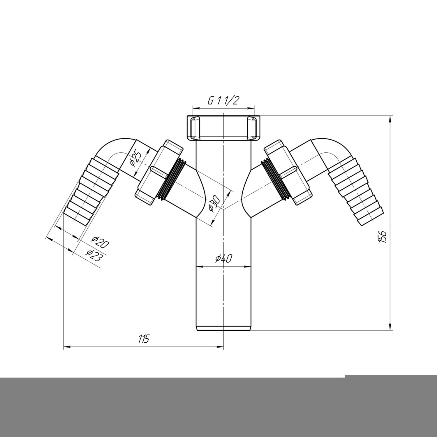 Відведення подвійне для пральних/посудомийних машин ANIplast 1 1/2"х40 мм М145EU
