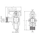 Кран кульовий кутовий Н/Г Roho R116-050B -1/2"х1/2" ВЗ, ручка "метелик" чорна  (RO0236)