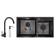 Комплект: мийка, змішувач, диспенсер MIXXUS SET-7843D-220x1.0-PVD-BLACK (Колір чорний) (MX0585)