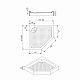 Lidz Душовий піддон DOZORCA SC90x90.LOW, низький, п'ятикутний, акриловий + ніжки, діаметр зливу 50 мм