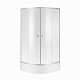 Душова кабіна Latwa SC90x90.SAT.MID.FR полукругла, скло Frost 4 мм + Душовий піддон KAPIELKA ST90x90x26, з панеллю Lidz