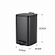 Відро для сміття з плавним закриттям квадратне ZERIX KUBIX-TC0108 BLACK 8 л (колір чорний) (ZX5892)